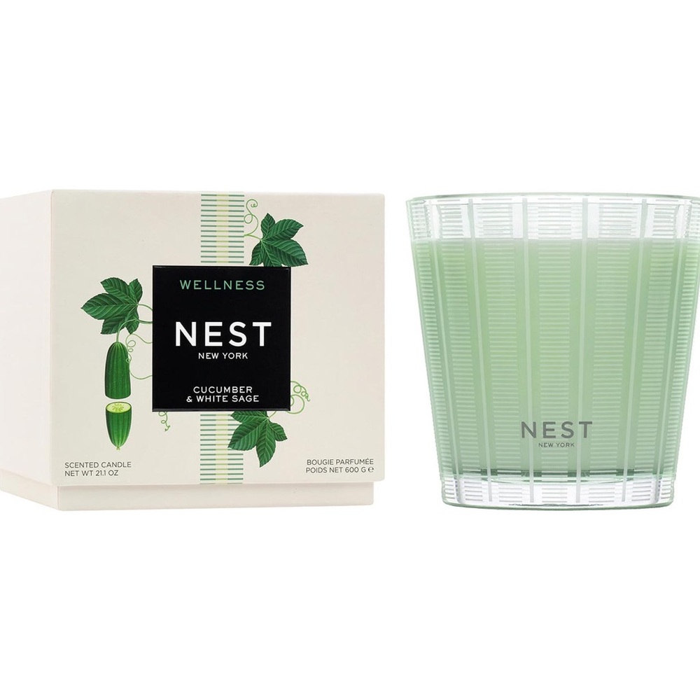 Brand New Nest Cucumber & White Sage 3-Wick Candle. 21.1oz